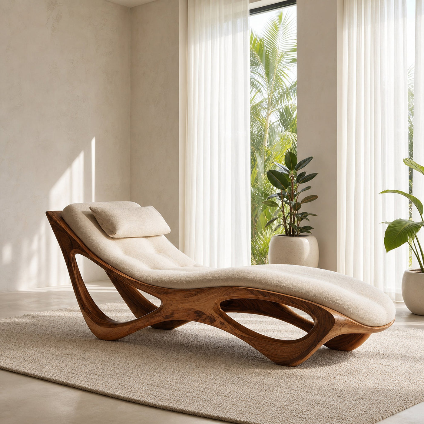 Artistic Natural Wood Lounge Chair For Relaxing Space