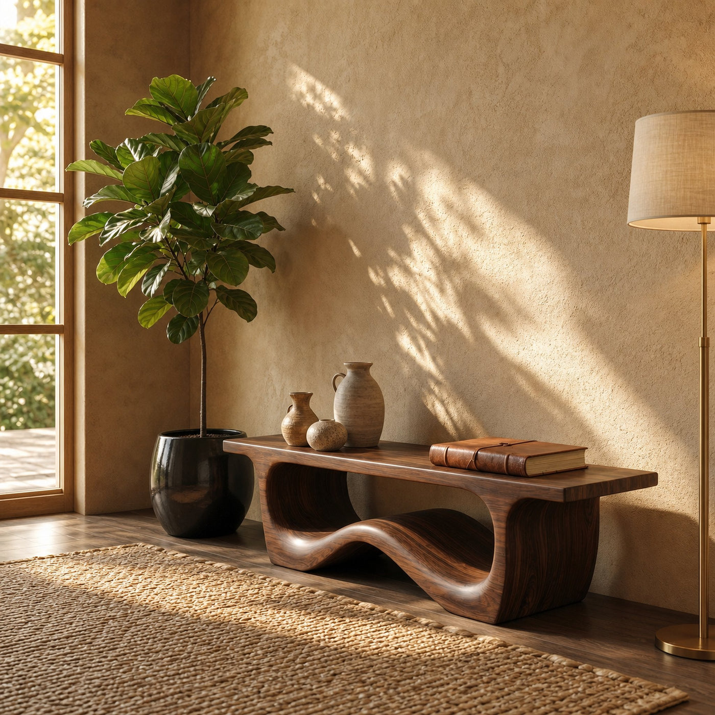 Artistic Sculptural Organic Bench For Entryway Decor - product view 7