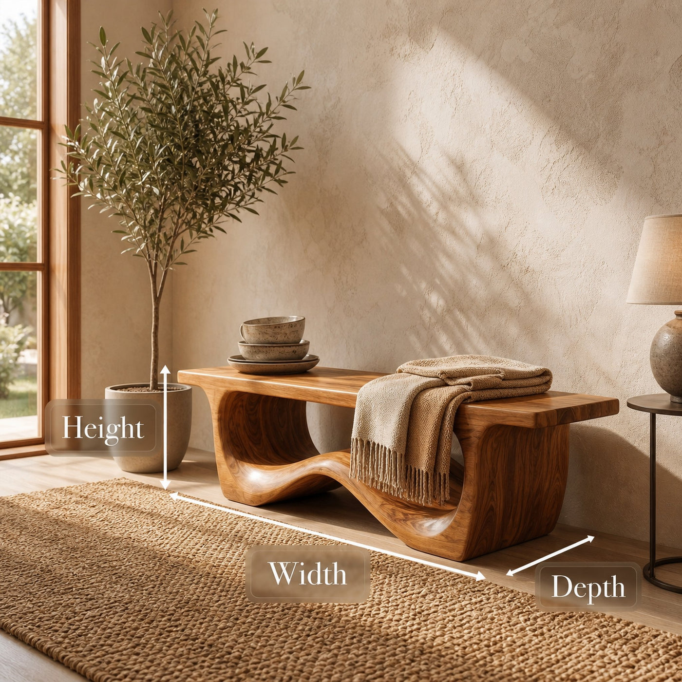 Artistic Sculptural Organic Bench For Entryway Decor - product view 8