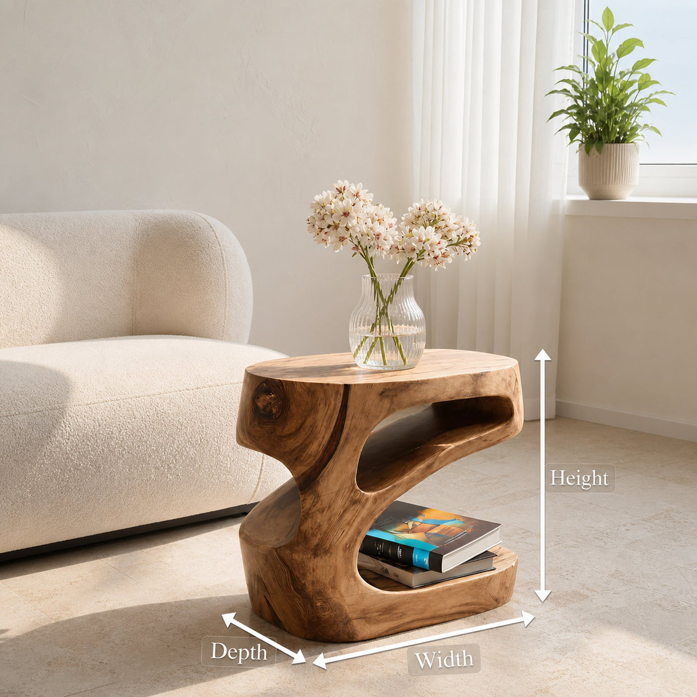 Artistic Side Table With Storage Shelf For Living Room - product view 8
