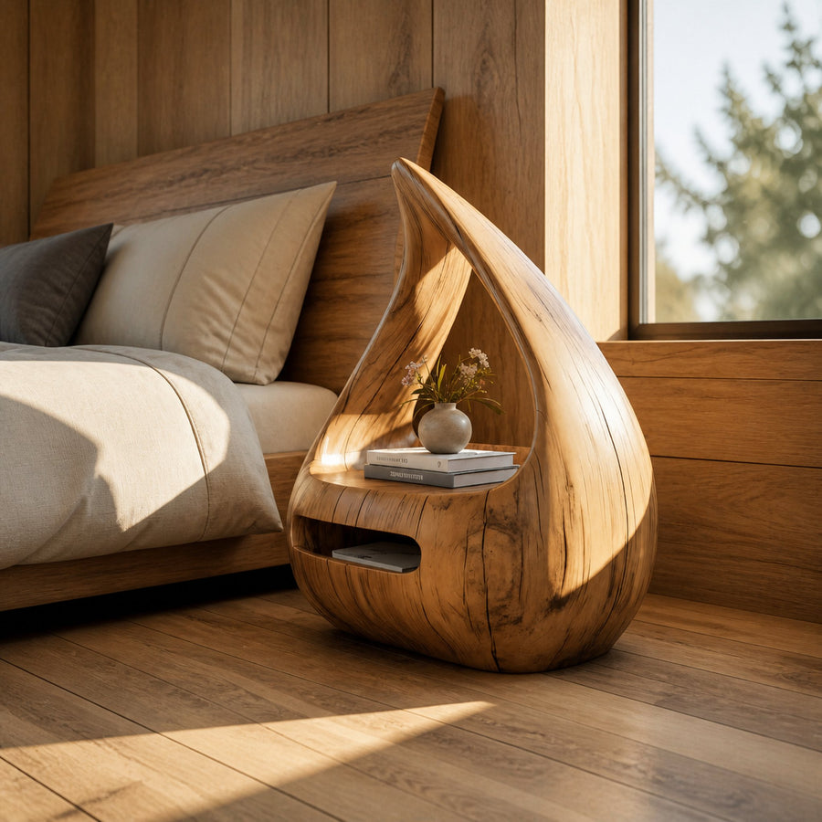 Artistic Teardrop Nightstand With Organic Design For Modern Bedroom