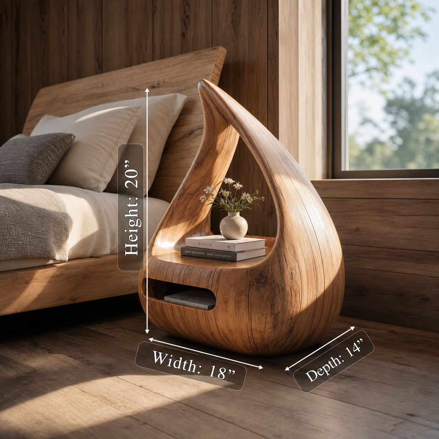 Artistic Teardrop Nightstand With Organic Design For Modern Bedroom - product view 6