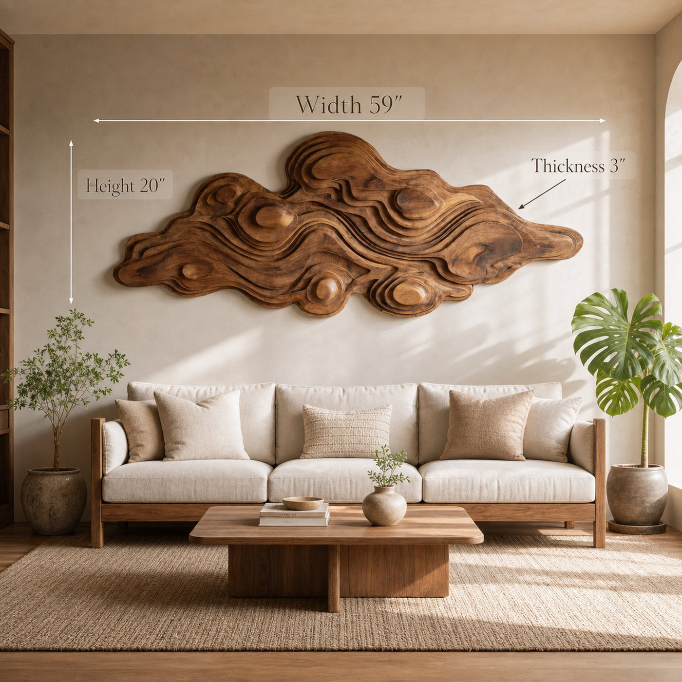 Artistic Wall Sculpture With Organic Wave Design For Living Room - product view 6