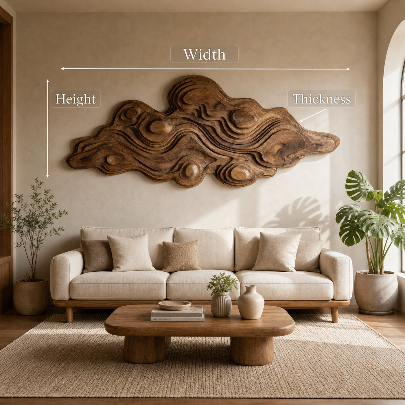 Artistic Wall Sculpture With Organic Wave Design For Living Room - product view 7