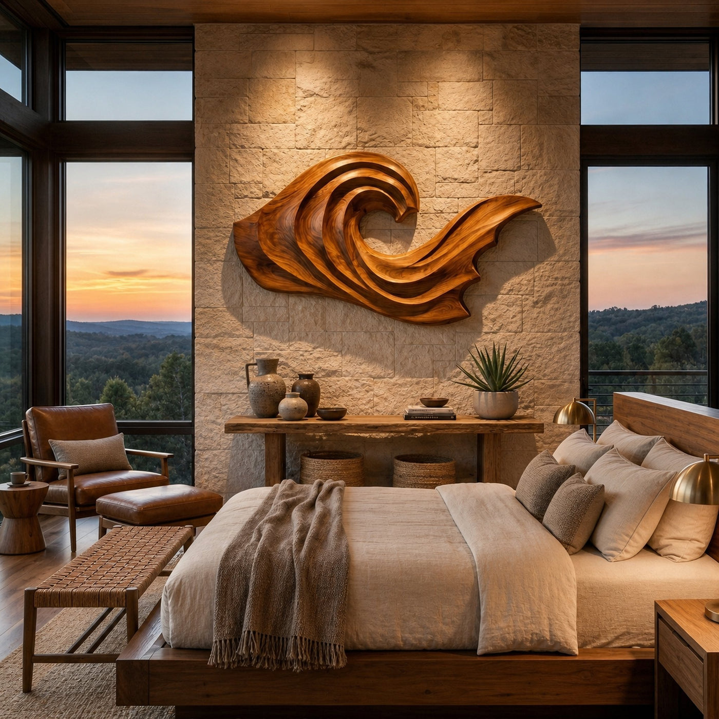 Artistic Wave Inspired Wood Wall Art For Apartment Interior - product view 6