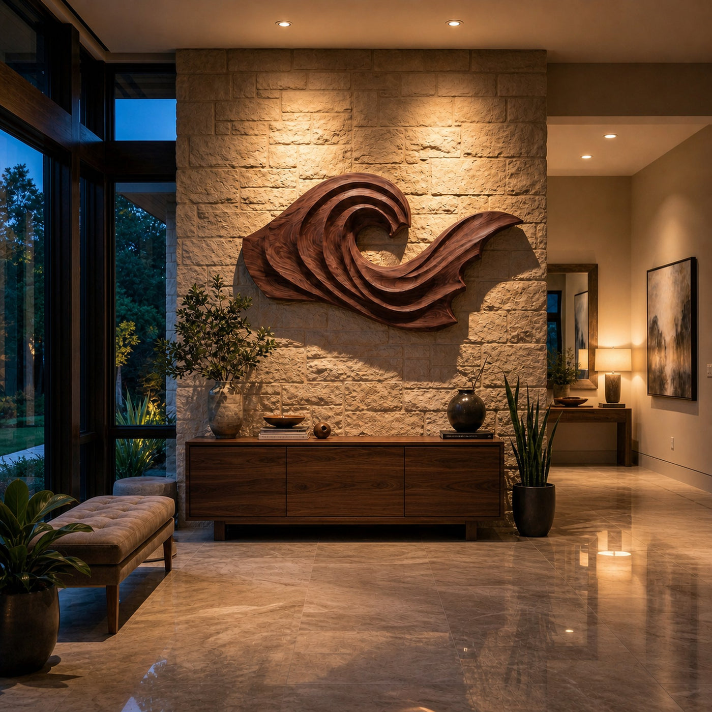 Artistic Wave Inspired Wood Wall Art For Apartment Interior - product view 7