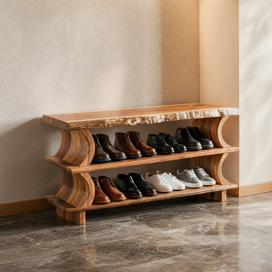 Artistic Wave Shoe Stand Mudroom And Entryway