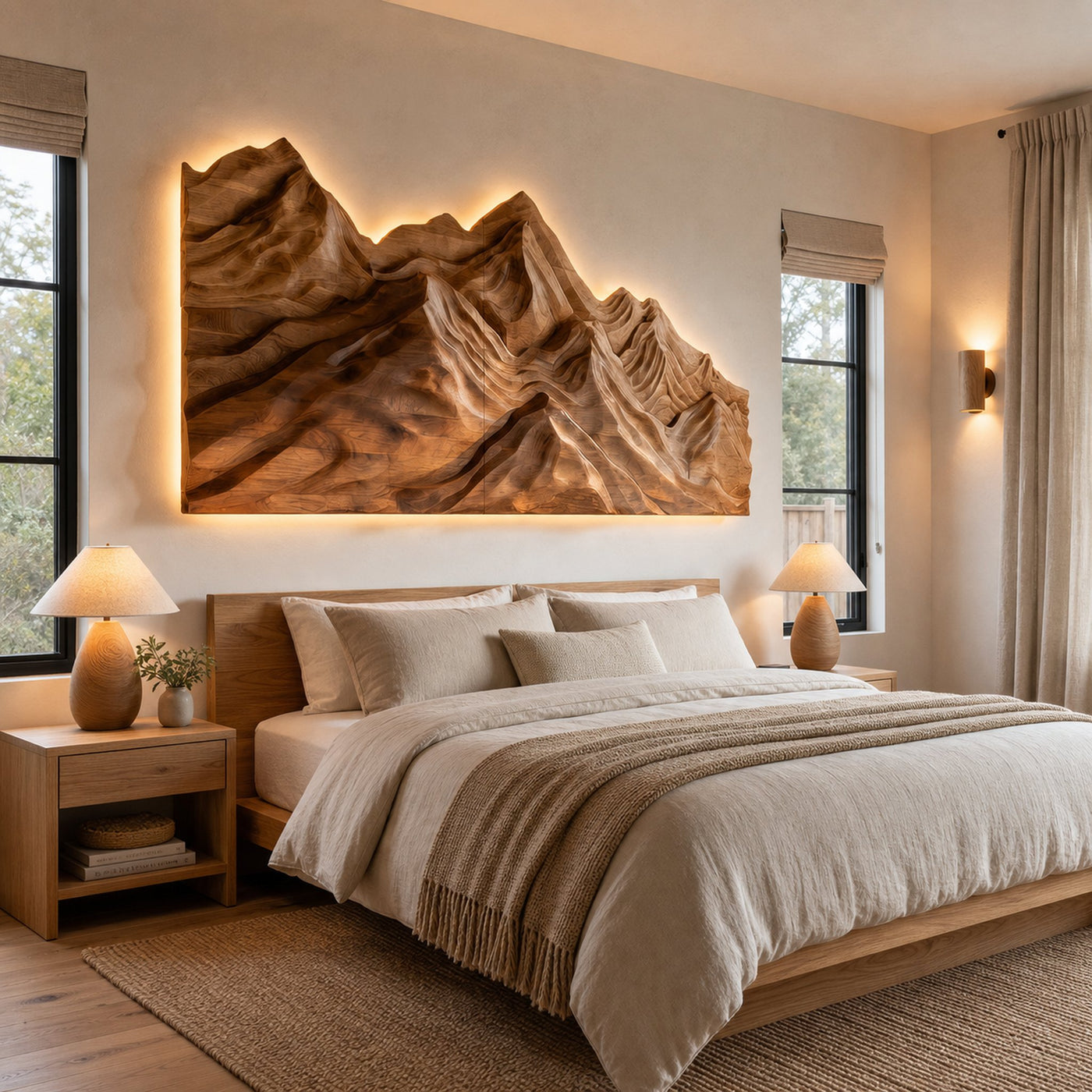 Artistic Wood Wall Art Layers Mountain Design For Living Room
