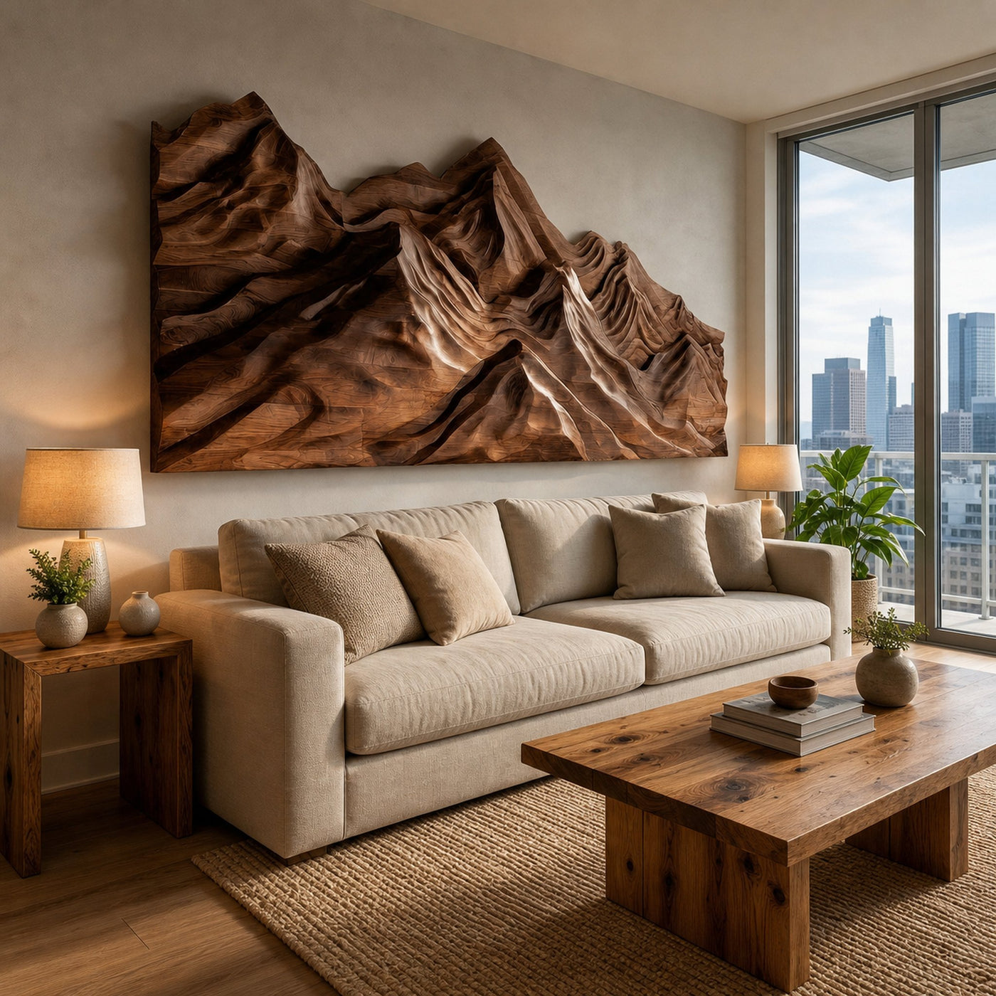 Artistic Wood Wall Art Layers Mountain Design For Living Room - product view 7
