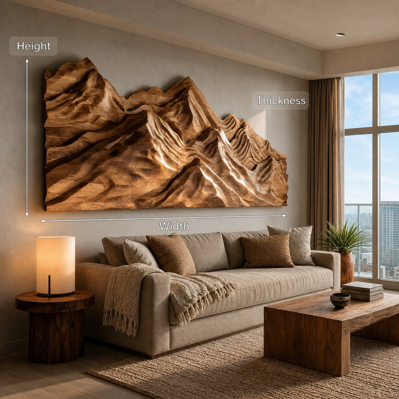 Artistic Wood Wall Art Layers Mountain Design For Living Room - product view 8