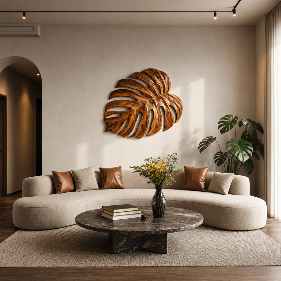 Artistic Wooden Leaf Wall Art For Living Room
