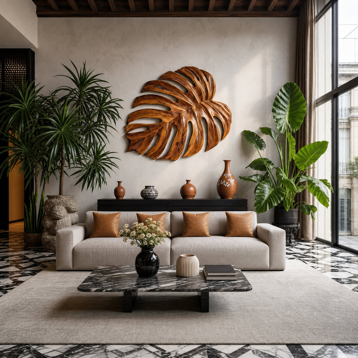 Artistic Wooden Leaf Wall Art For Living Room - product view 6