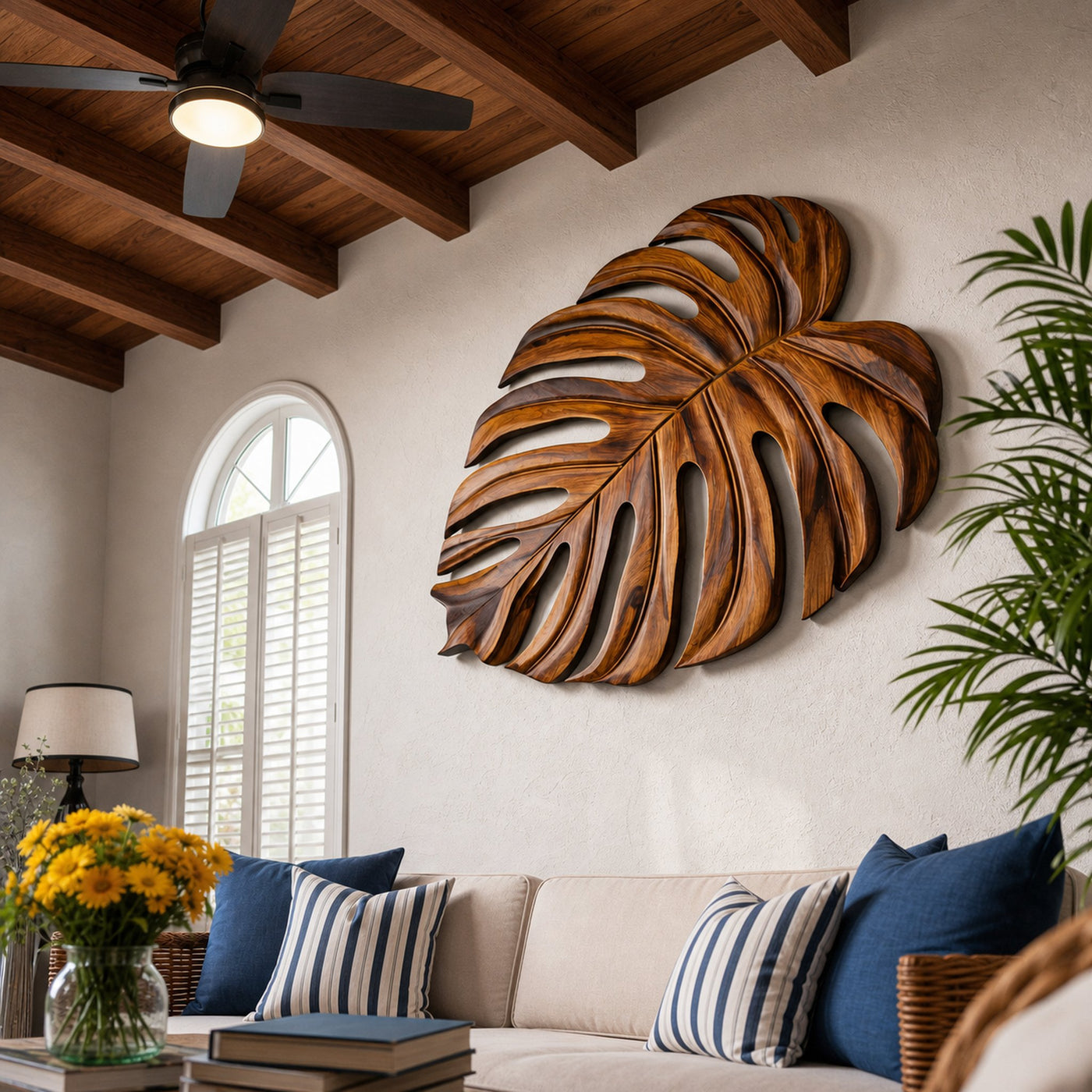 Artistic Wooden Leaf Wall Art For Living Room - product view 8