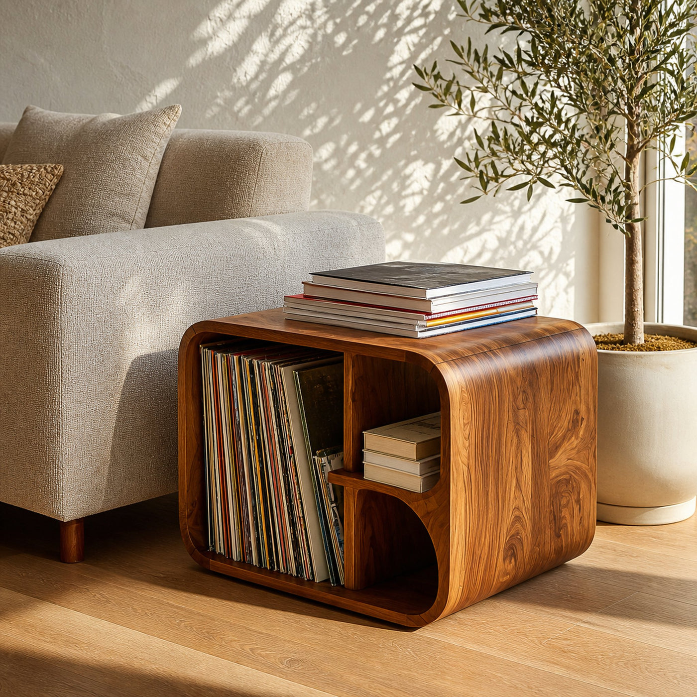 Artistic Wooden Side Table With Storage For Living Room - product view 6
