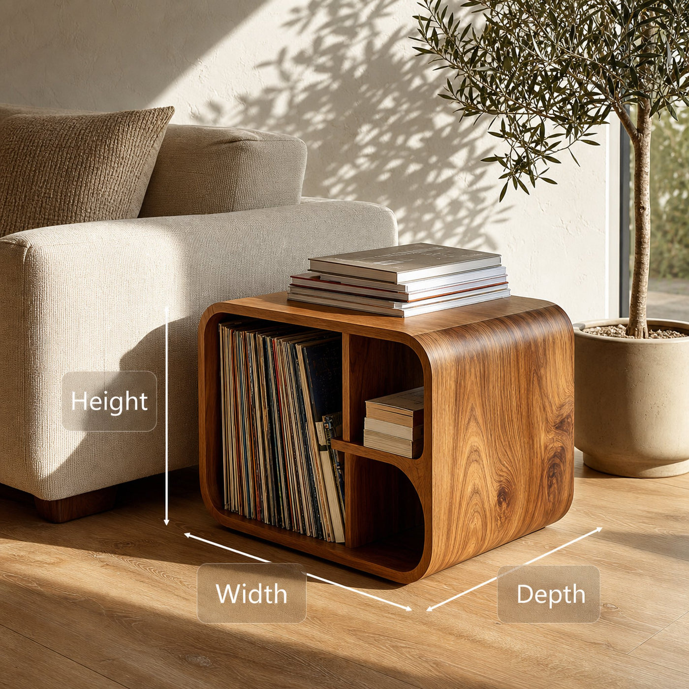 Artistic Wooden Side Table With Storage For Living Room - product view 7