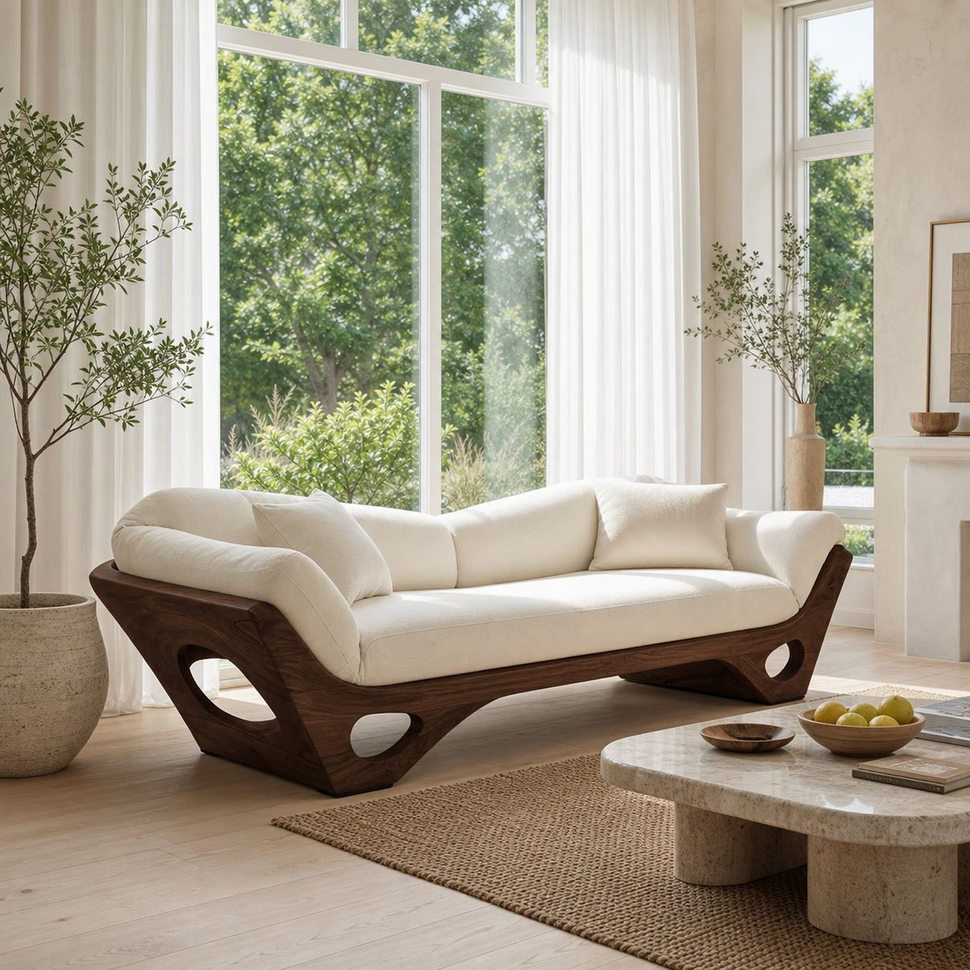 Artistic Wooden Sofa With Sculptural Organic Frame For Contemporary Home - product view 7