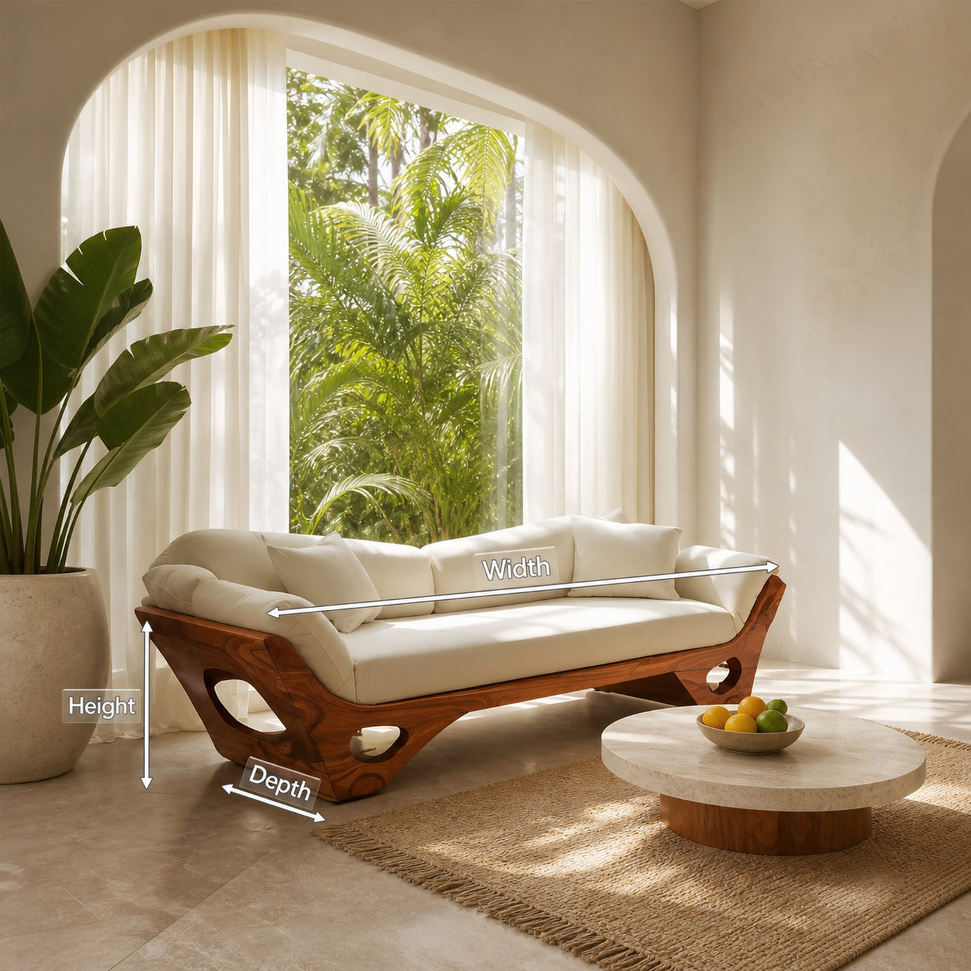 Artistic Wooden Sofa With Sculptural Organic Frame For Contemporary Home - product view 8