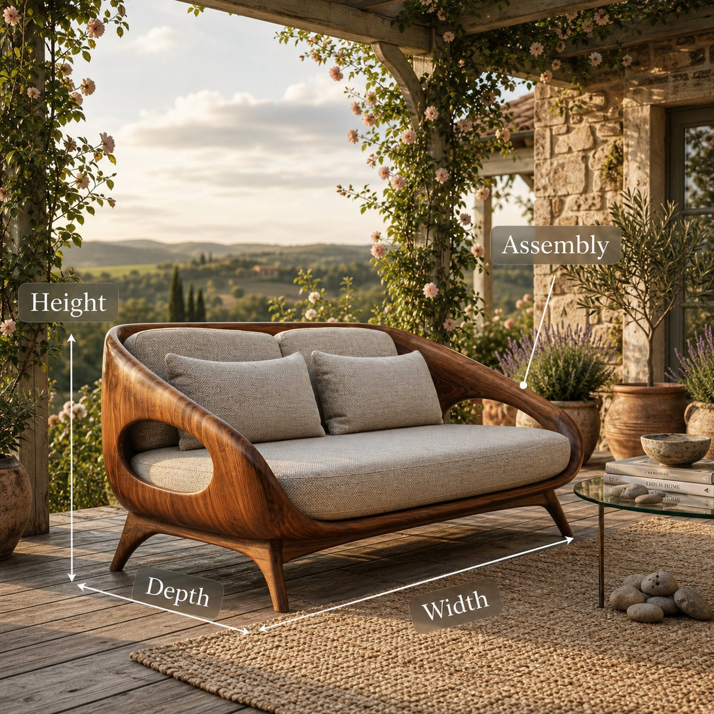 Artistic Wooden Sofa With Soft Lines For Home Lounge - product view 8