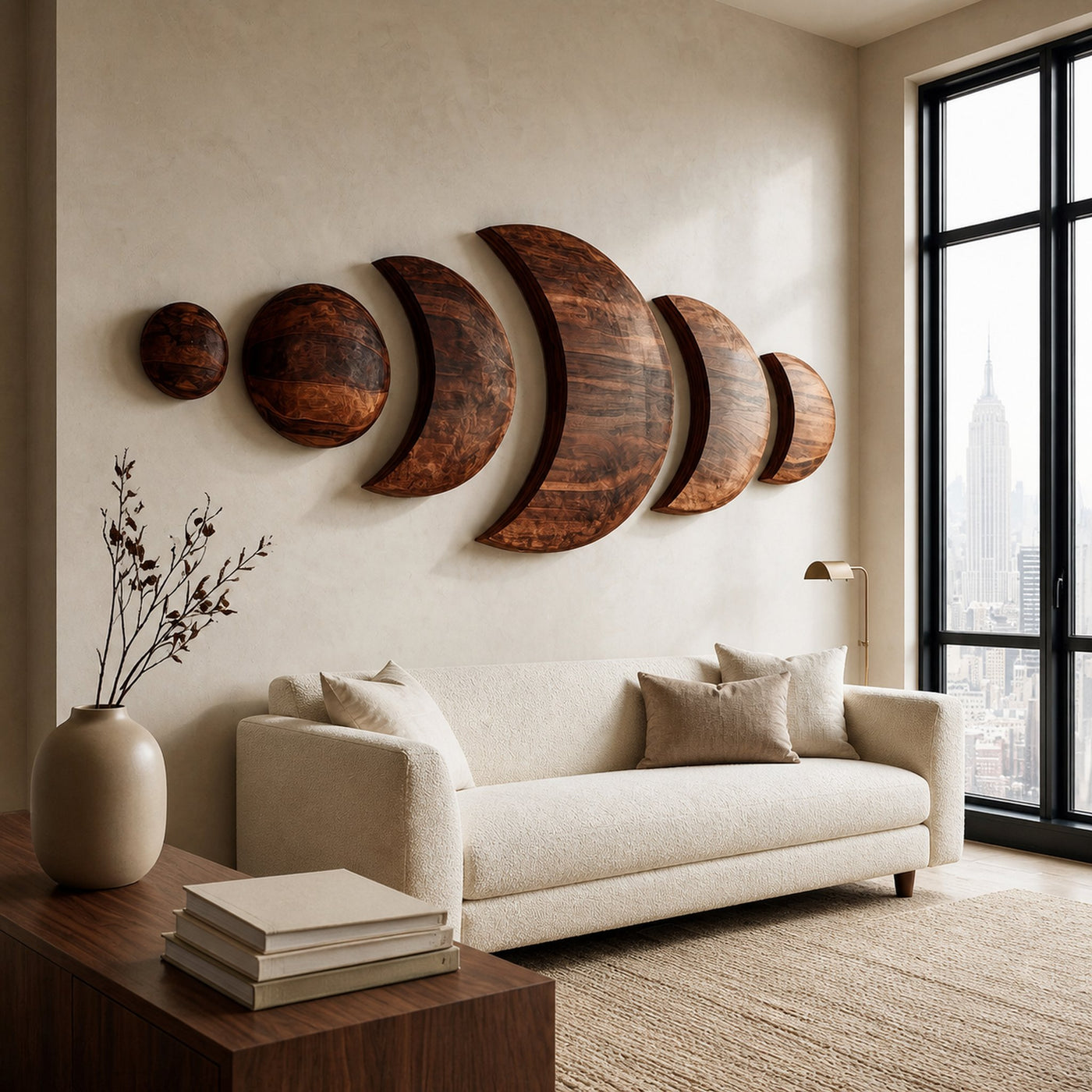Boho Moon Phase Wood Wall Decor For Living Room