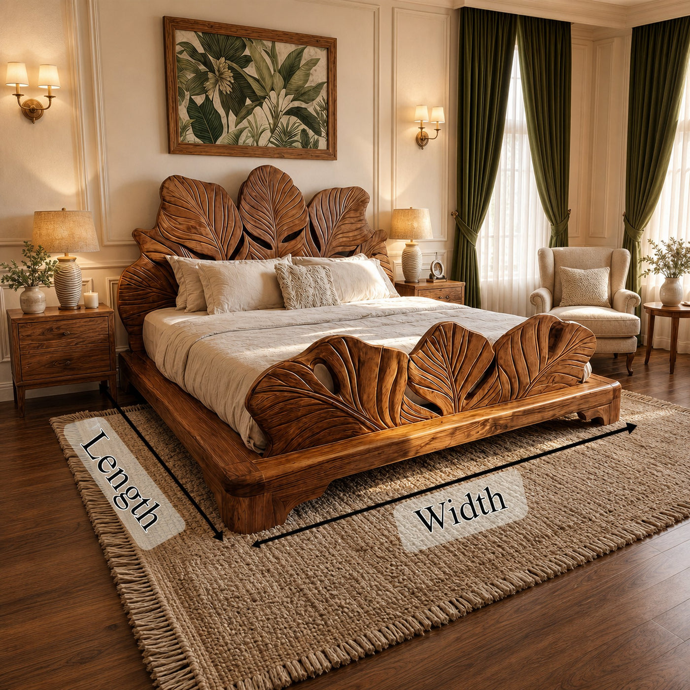 Boho Rattan Platform Bed Frame For Bedroom And Guest Room Space - product view 8