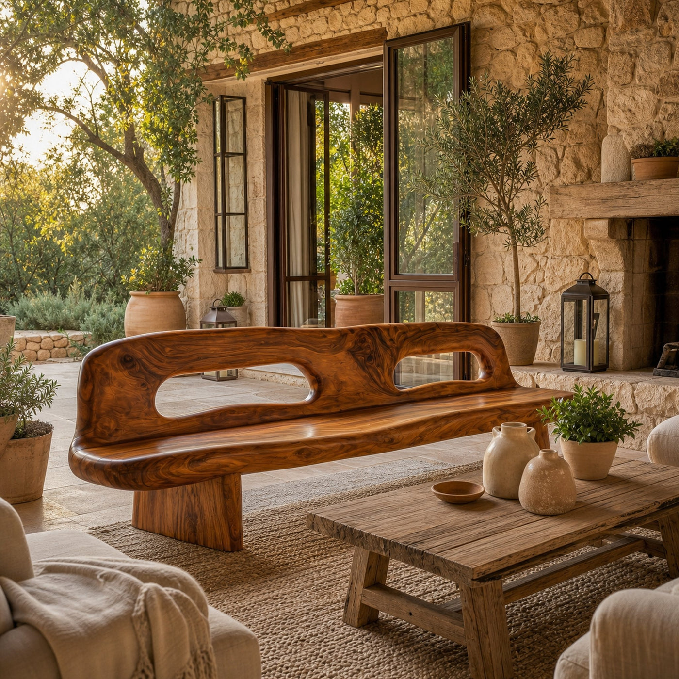 Coastal Organic Sofa Frame With Sculptural Solid Wood Design For Living Room - product view 6