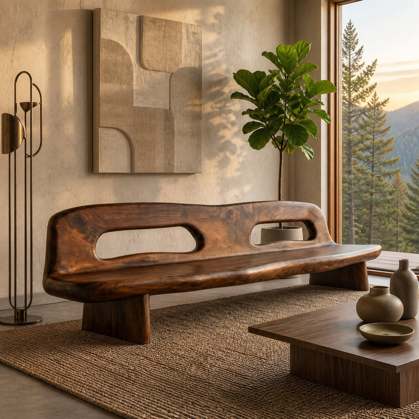 Coastal Organic Sofa Frame With Sculptural Solid Wood Design For Living Room - product view 7
