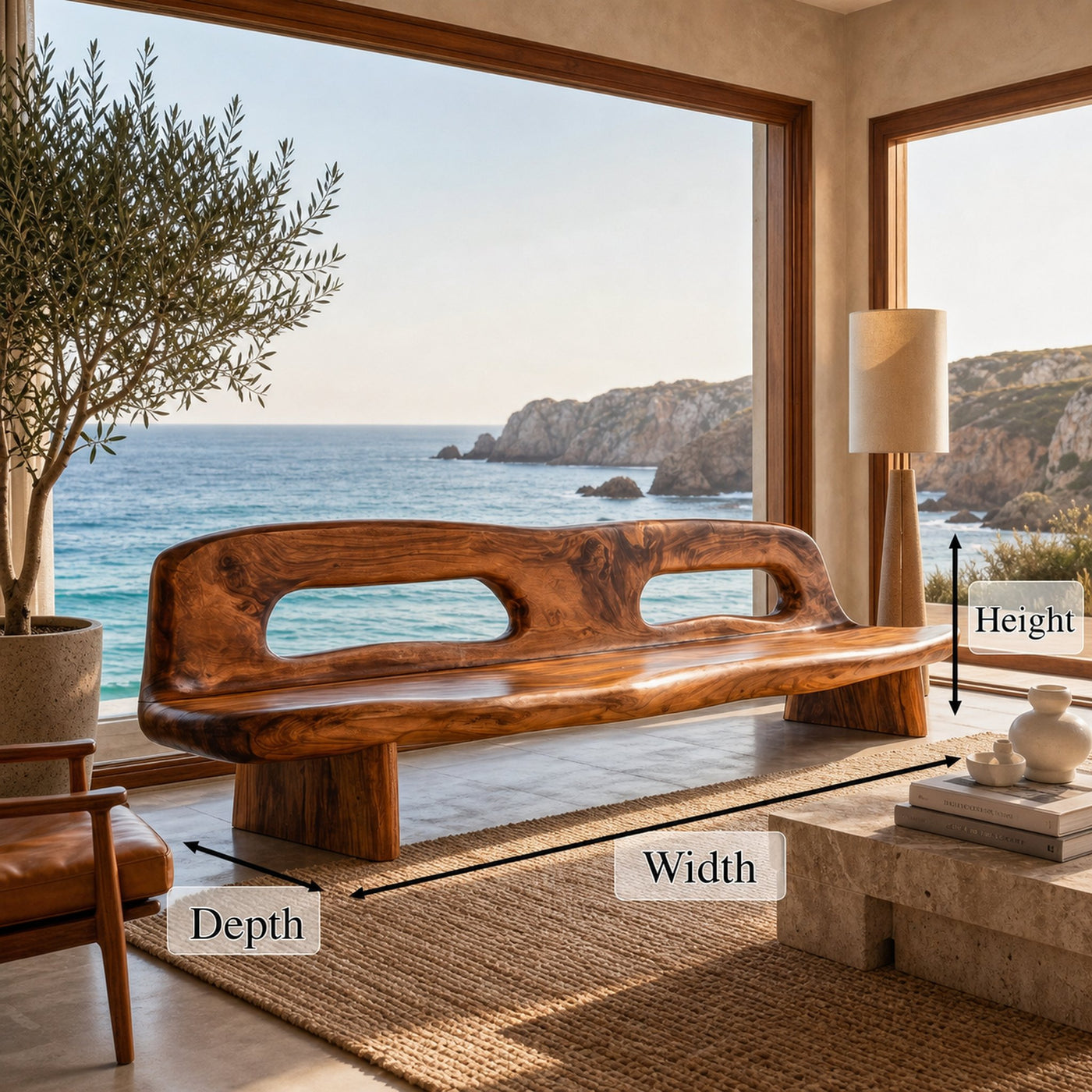 Coastal Organic Sofa Frame With Sculptural Solid Wood Design For Living Room - product view 8