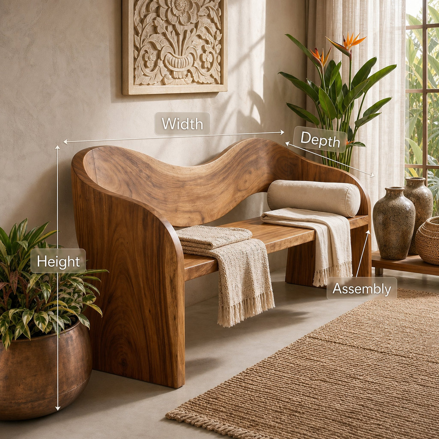 Contemporary Accent Bench Modern Residence - product view 8