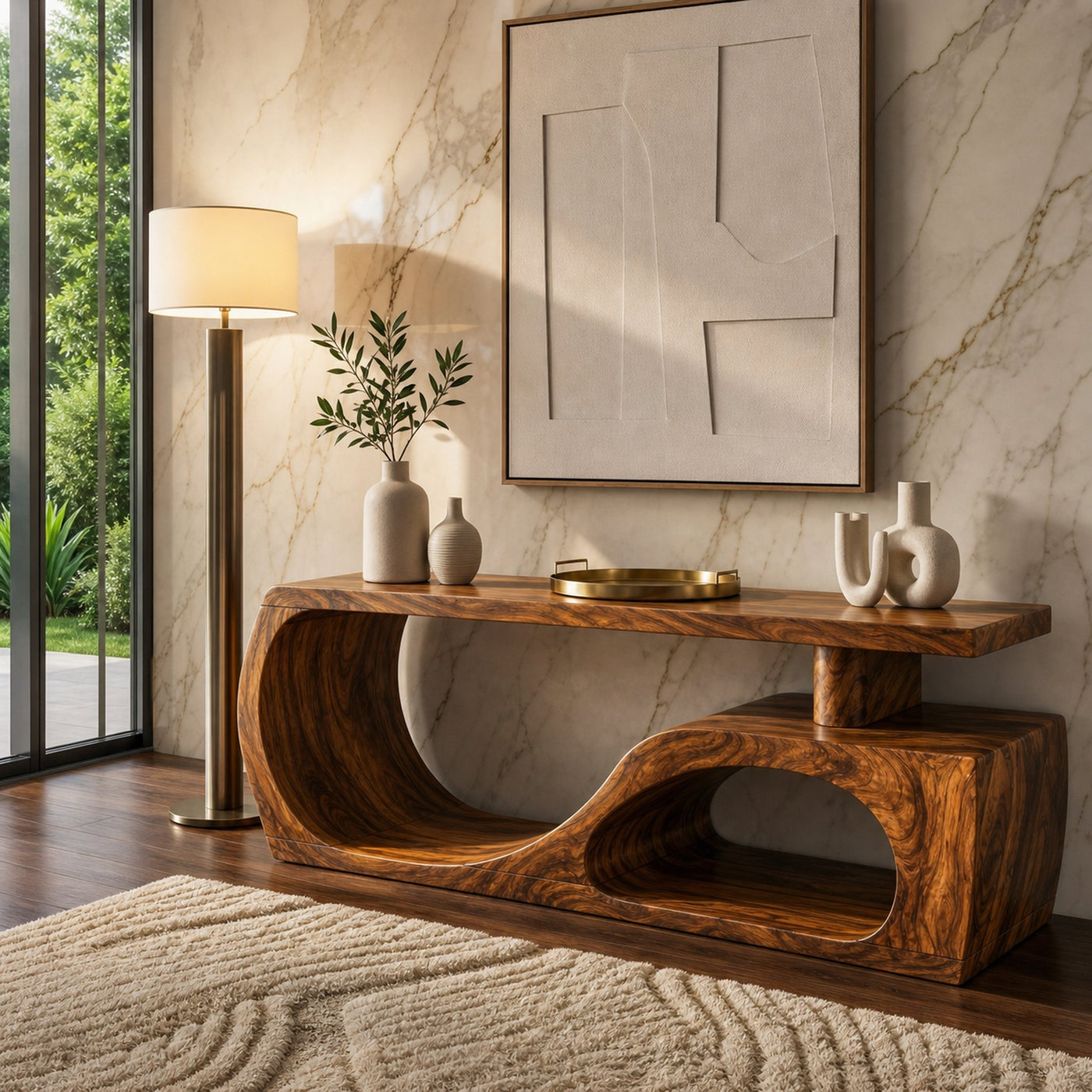 Contemporary Bench With Curved Open Shoe Storage For Entryway And Living Room - product view 6