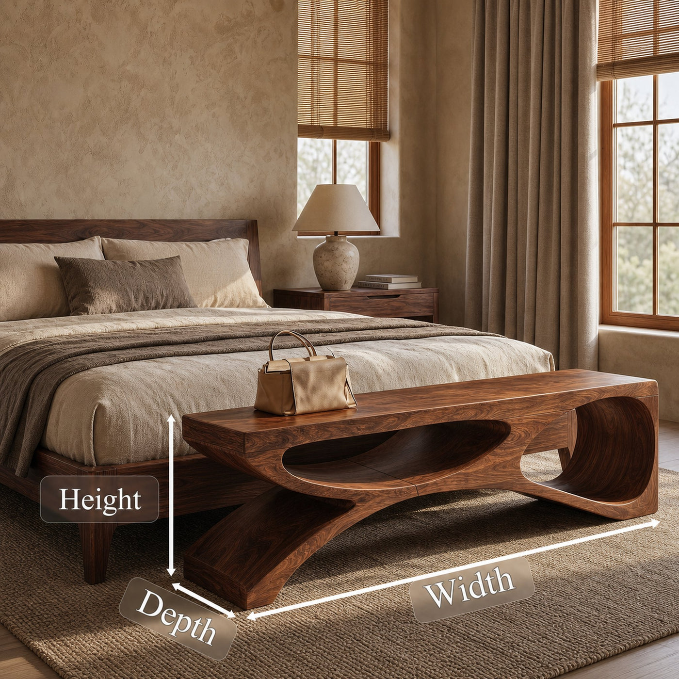 Contemporary Bench With Sculptural Open Base For Living Room - product view 8