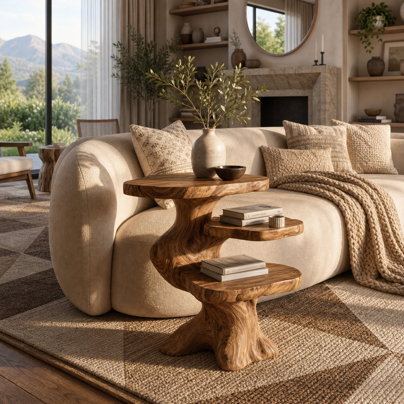 Contemporary Beside Table With Smooth Sculptural Base For Living Room And Bedroom - product view 6