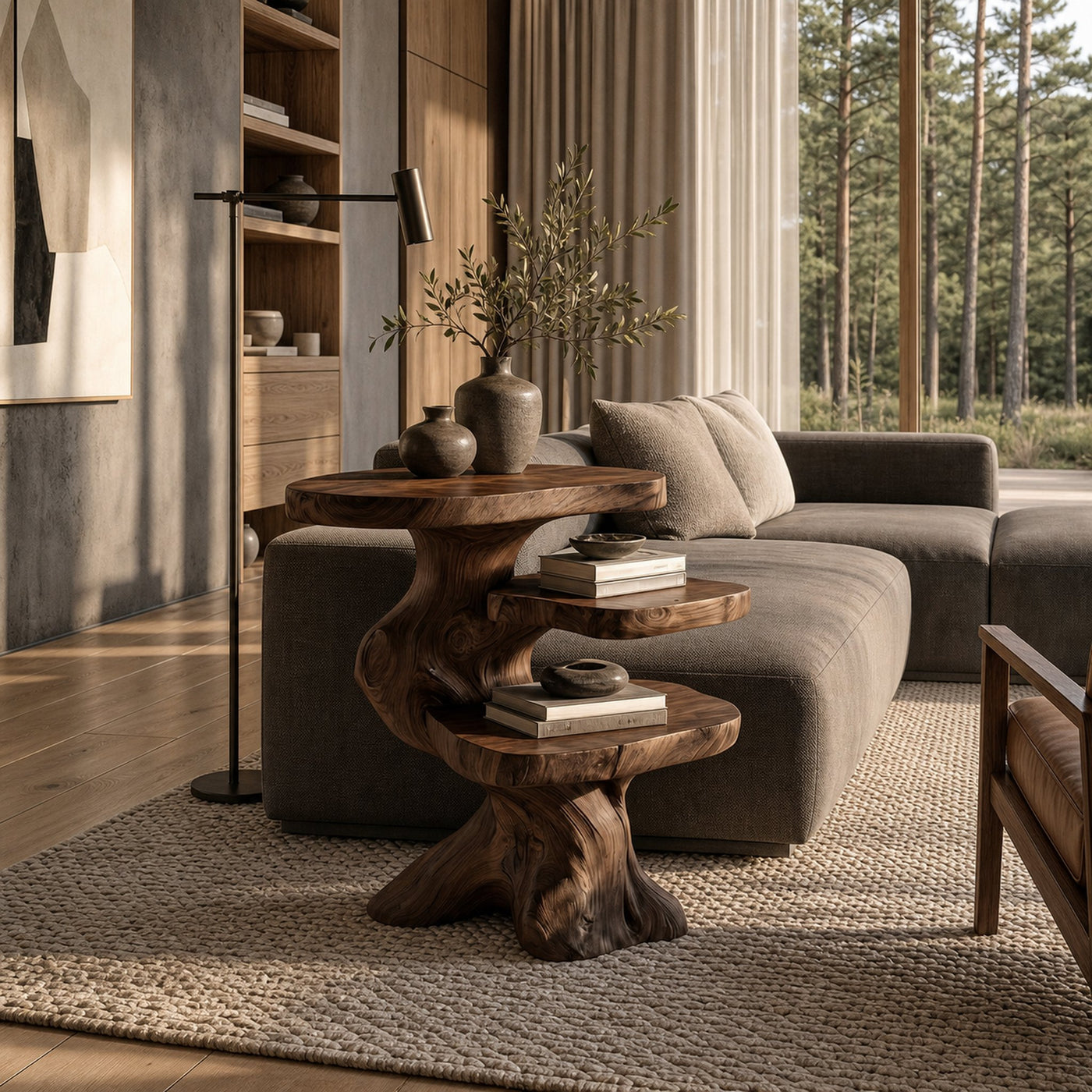 Contemporary Beside Table With Smooth Sculptural Base For Living Room And Bedroom - product view 7