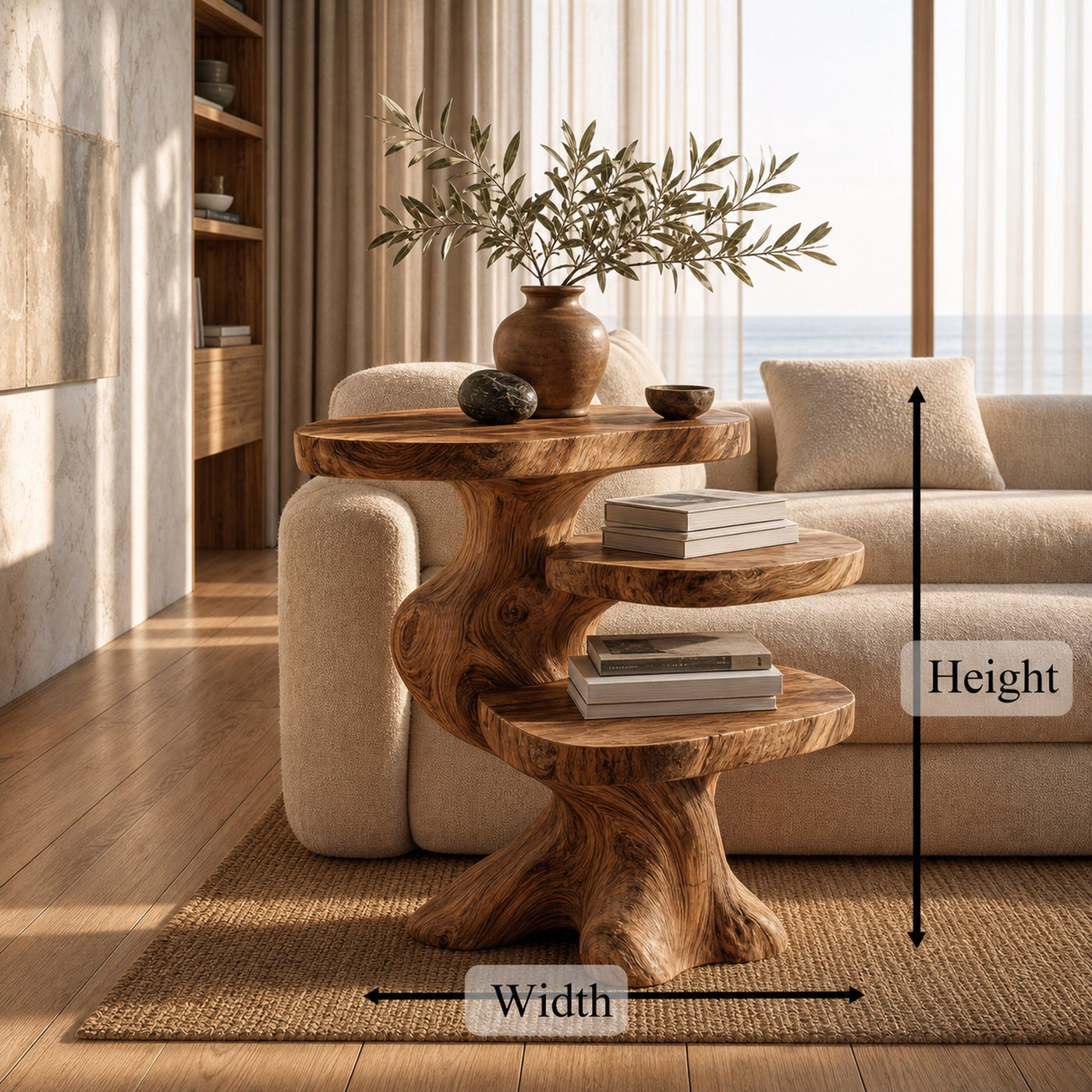 Contemporary Beside Table With Smooth Sculptural Base For Living Room And Bedroom - product view 8