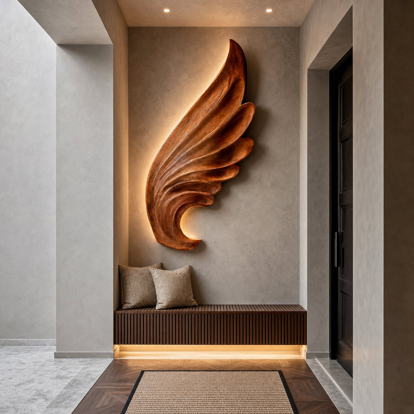 Contemporary Carved Wood Angel Wing Wall Art For Home Decor