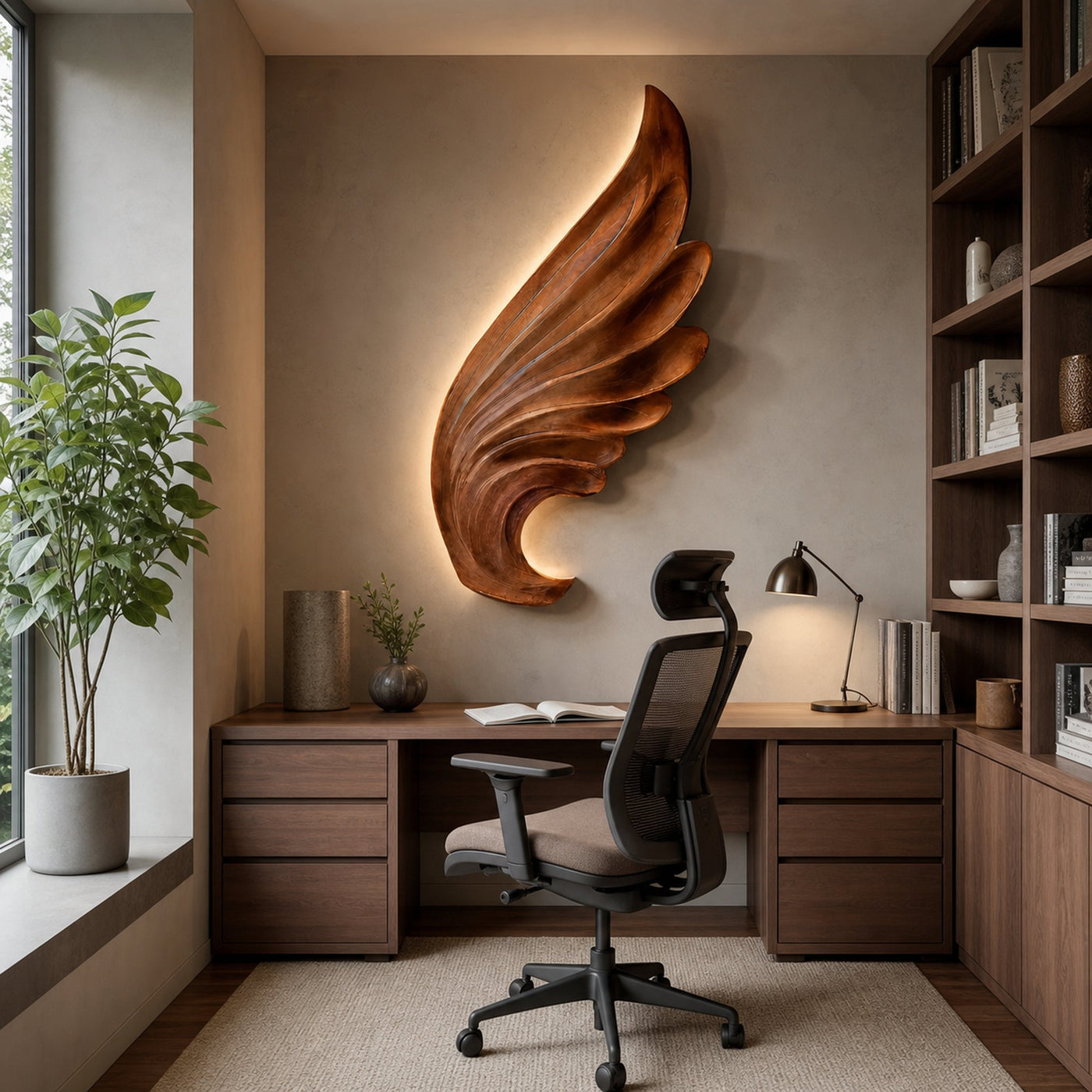 Contemporary Carved Wood Angel Wing Wall Art For Home Decor - product view 6
