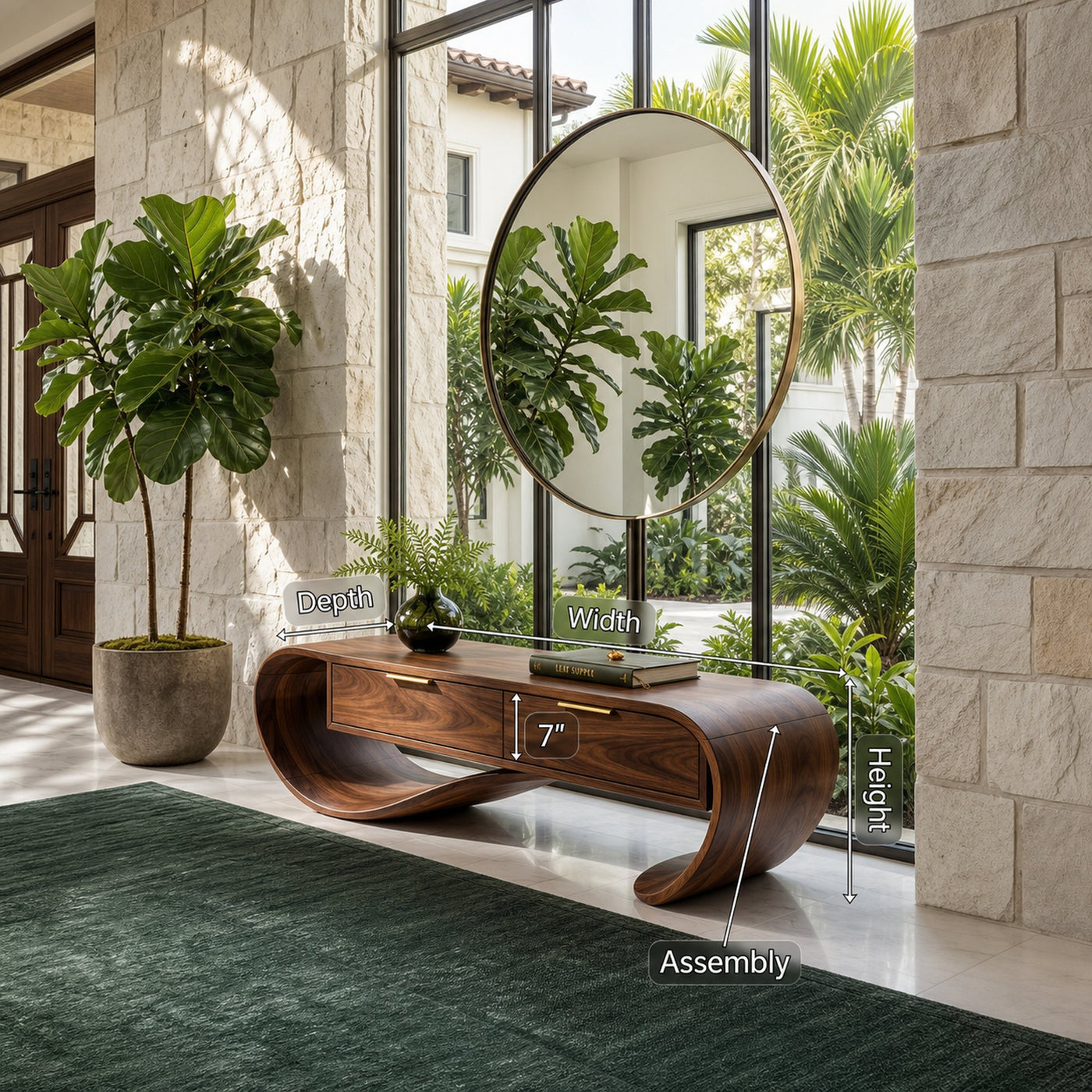Contemporary Curved Bench With Drawer Storage For Entryway Interior - product view 8