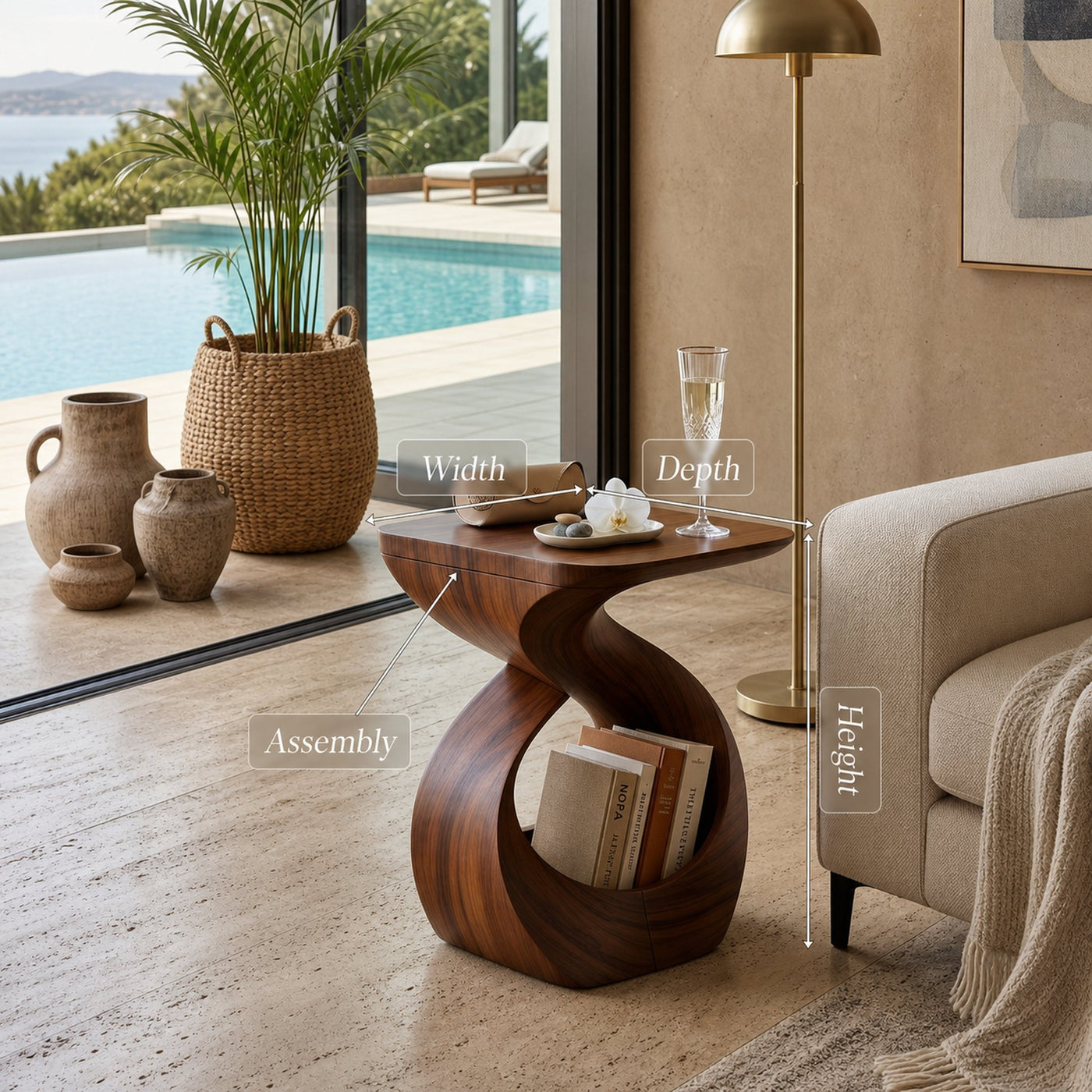 Contemporary Curved End Table For Apartment Interior Design - product view 8