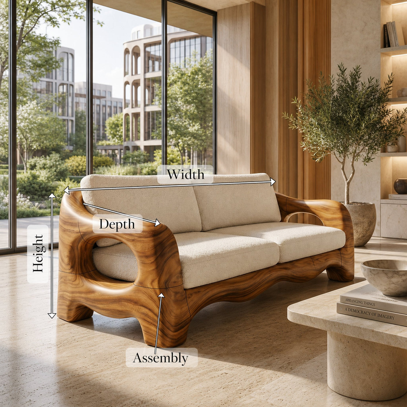 Contemporary Curved Wood Sofa Urban Apartment Interior - product view 8