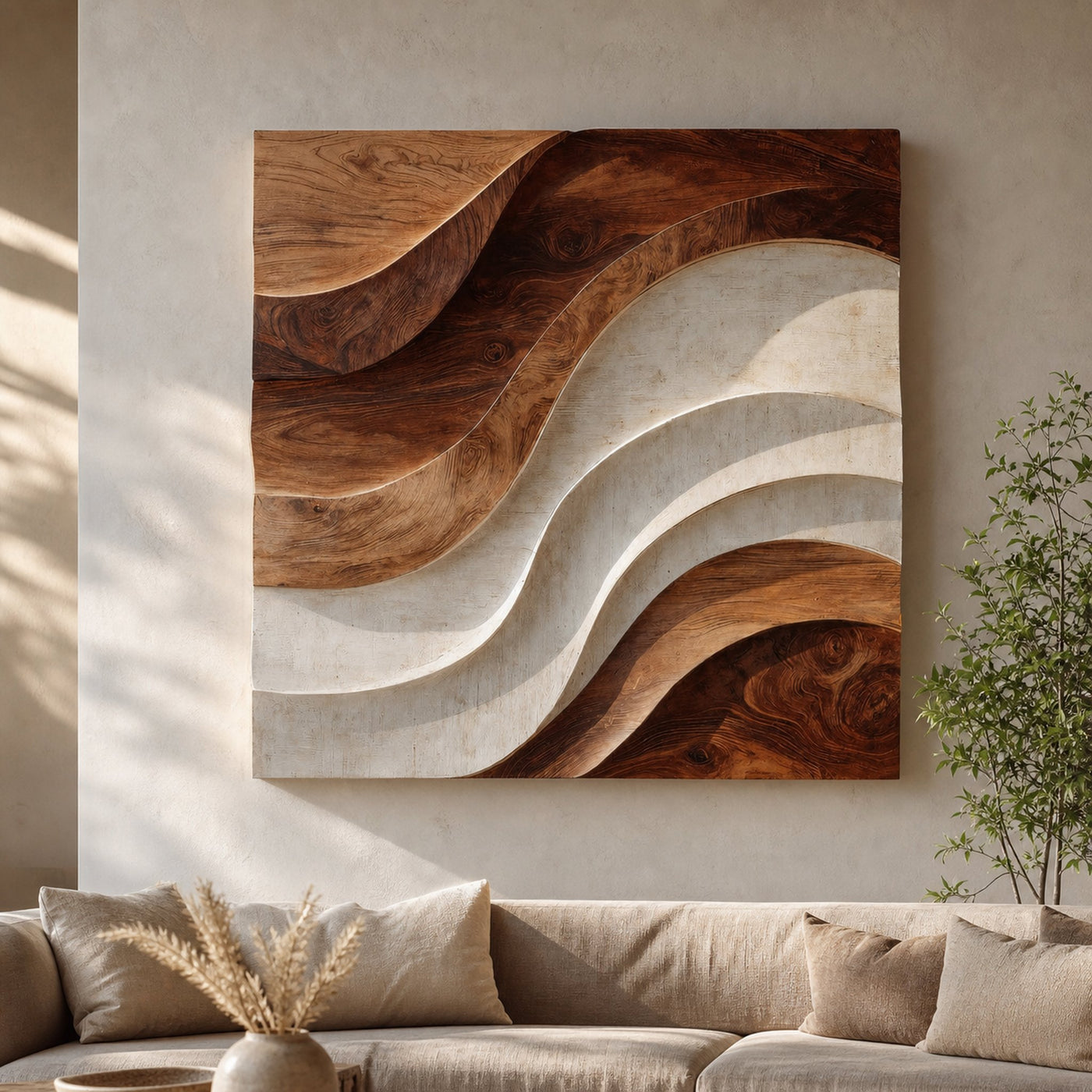 Contemporary Curved Wood Wall Art For Luxury Living Room - product view 6