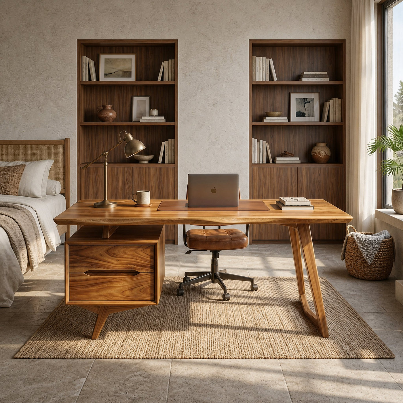 Contemporary Dual Pedestal Executive Desk Luxury Office