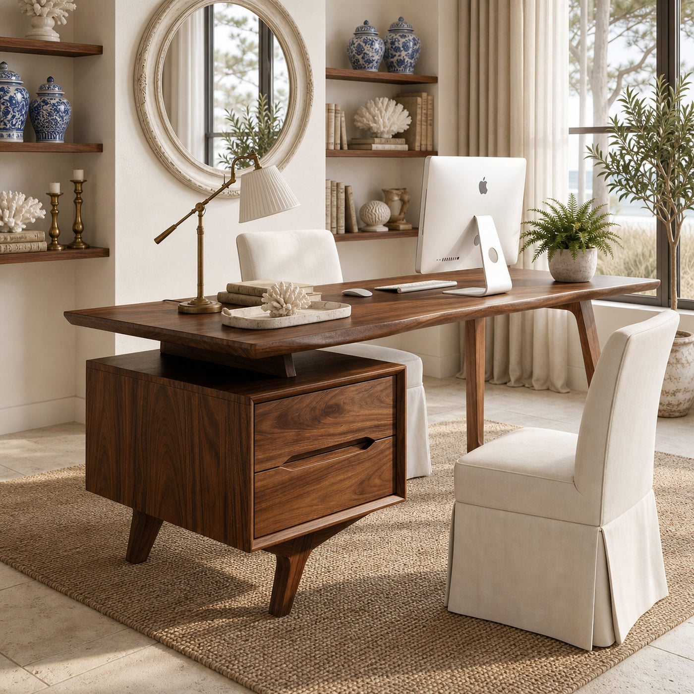 Contemporary Dual Pedestal Executive Desk Luxury Office - product view 6