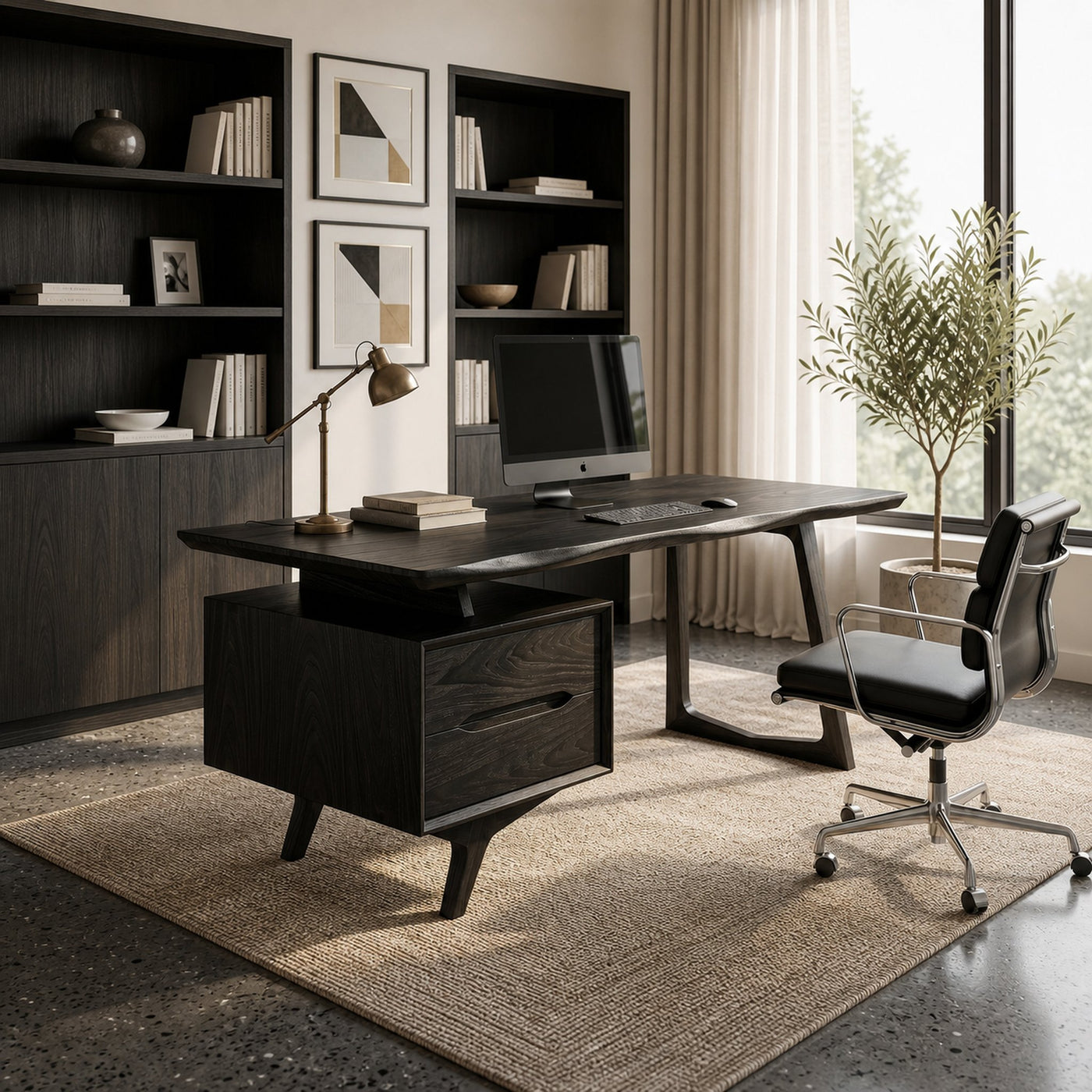 Contemporary Dual Pedestal Executive Desk Luxury Office - product view 7