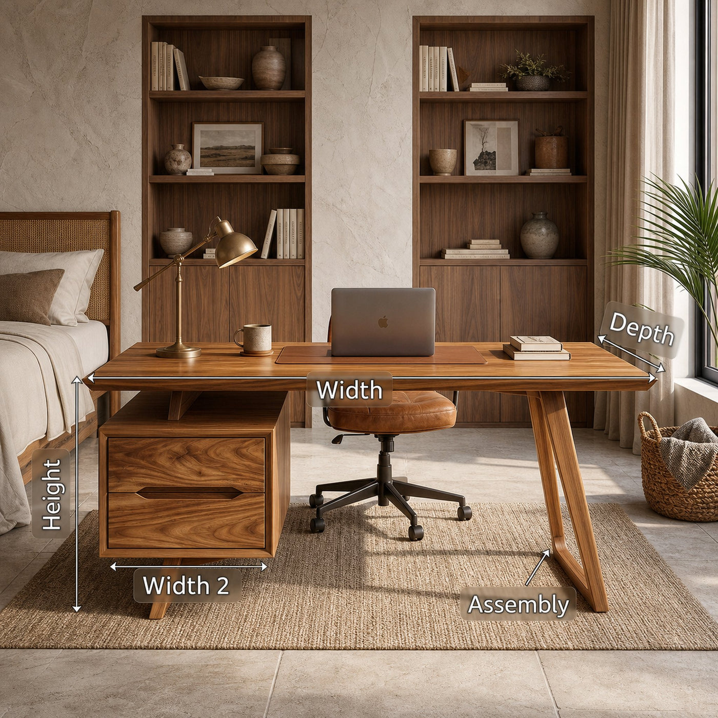 Contemporary Dual Pedestal Executive Desk Luxury Office - product view 8