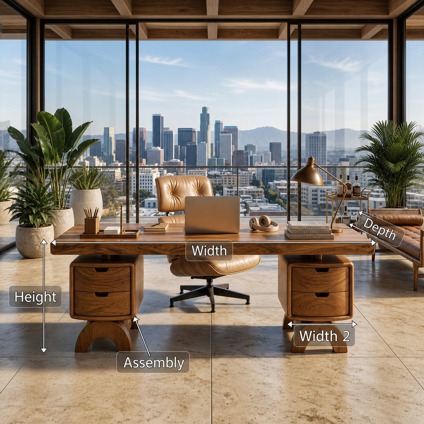 Contemporary Executive Desk Bedroom Office - product view 8