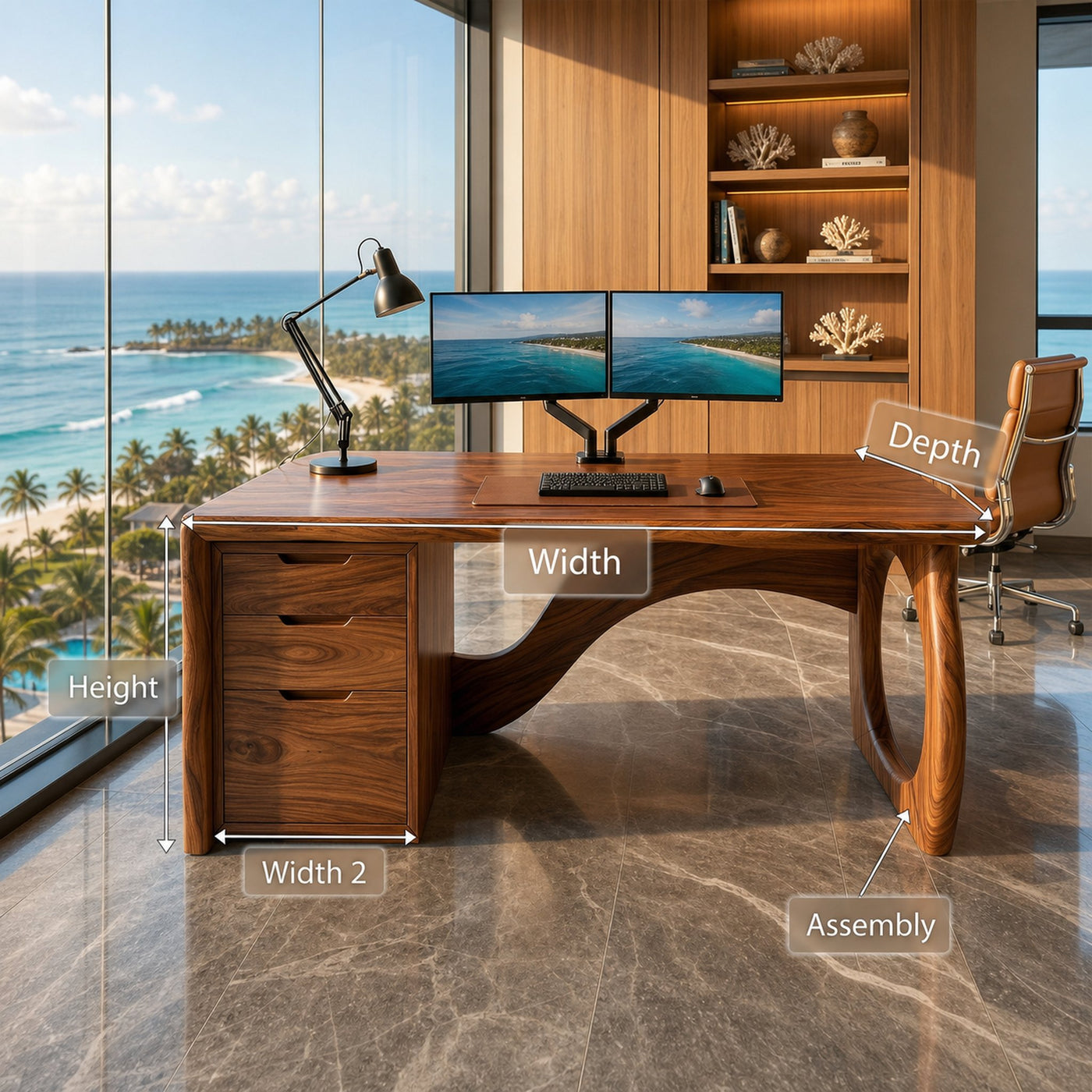 Contemporary Executive Desk Designer Workspace - product view 8