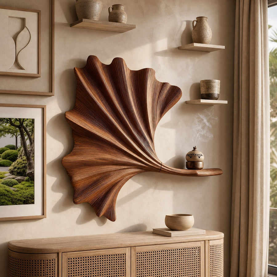 Contemporary Ginkgo Leaf Wall Shelf For Interior