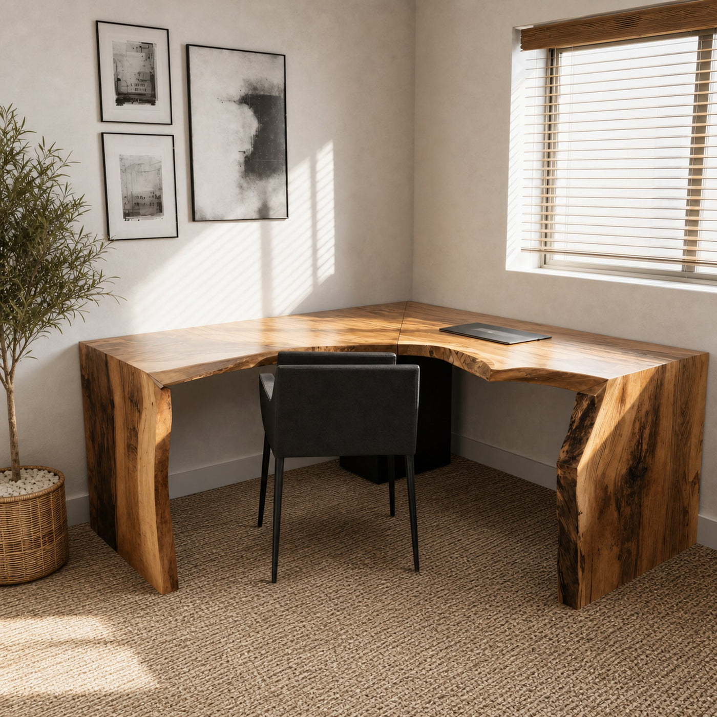 Contemporary L Shaped Office Desk With Drawer For Workspace