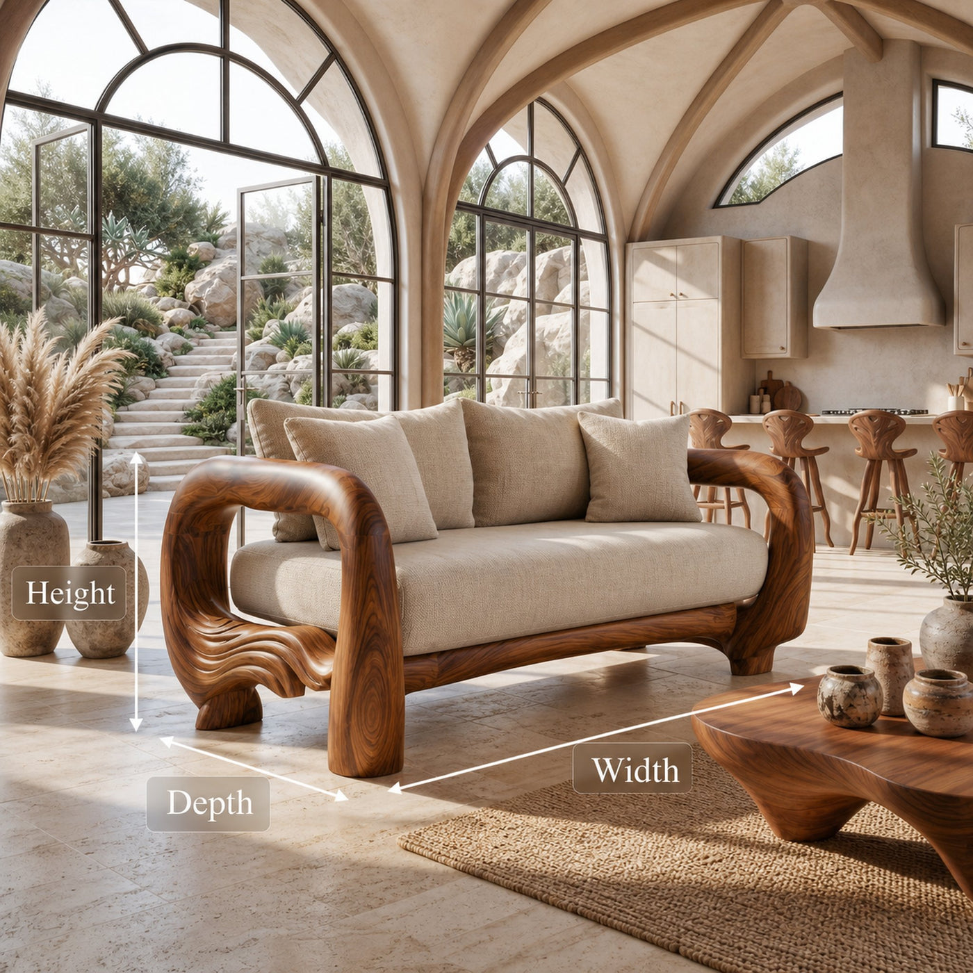 Contemporary Lounge Sofa Frame With Sculptural Wooden Base For Living Room - product view 8