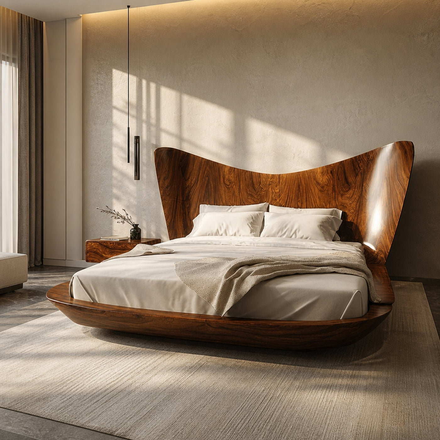 Contemporary Minimalist Bed Frame Bedroom Interior