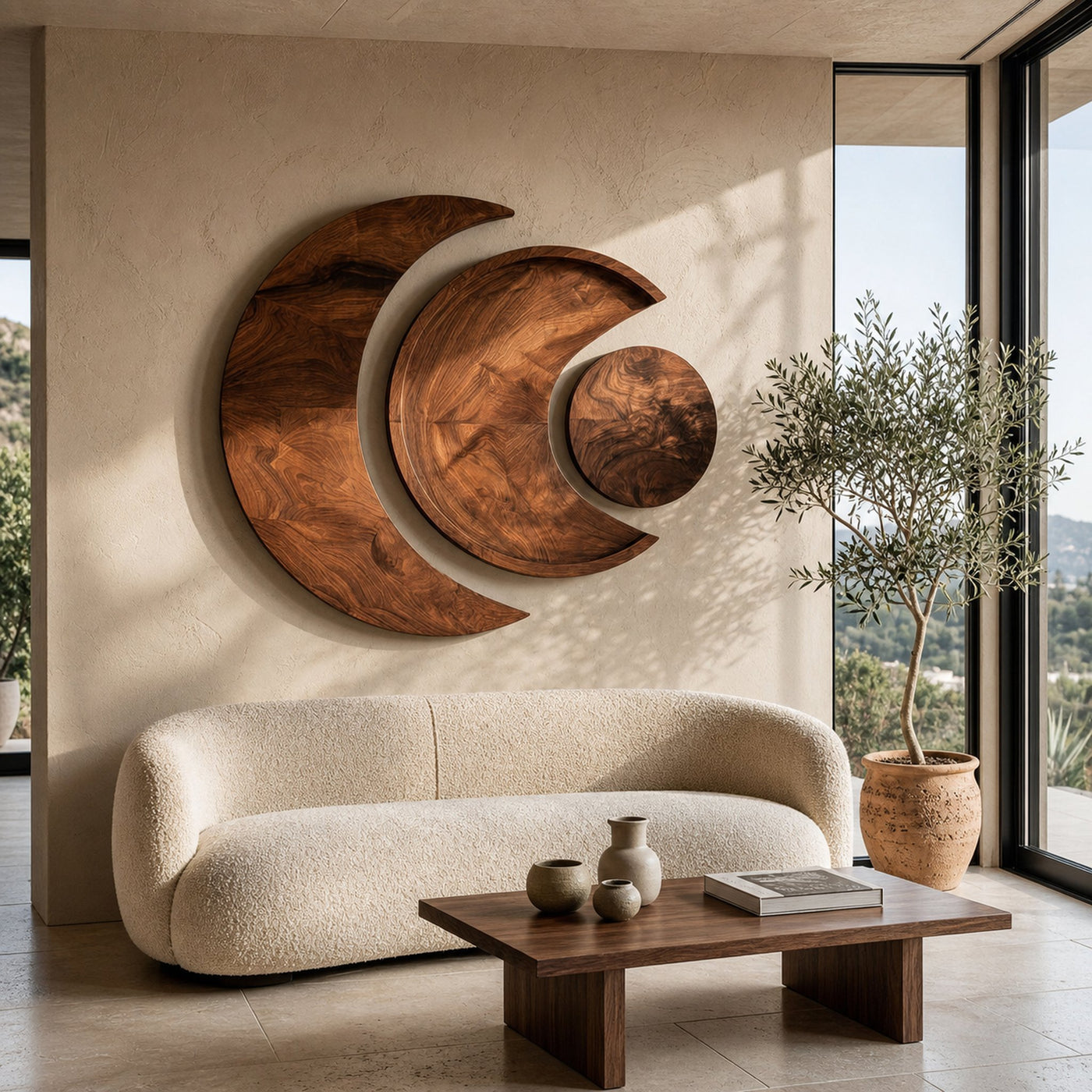 Contemporary Moon Phase Wood Wall Art For Living Decor - product view 6